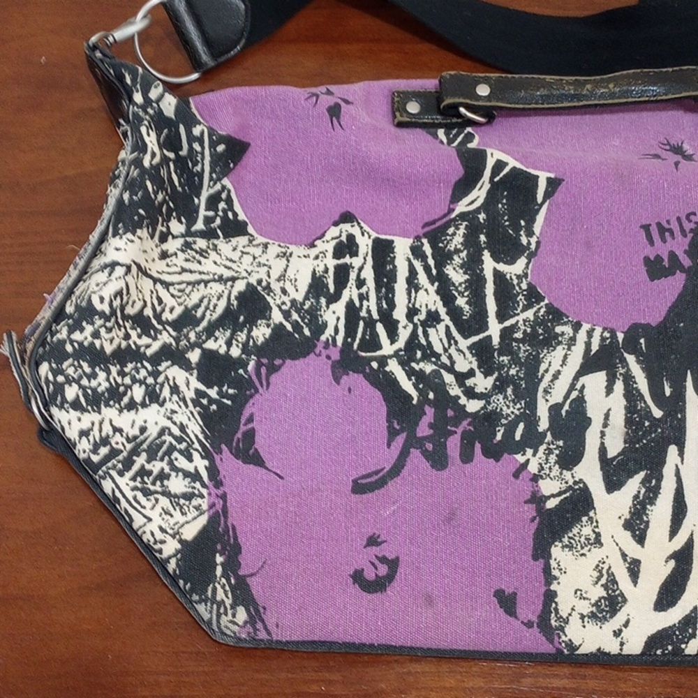 The Andy Warhol Pop Art Large Psychotic Leopard Duffel Canvas & Leather Bag - Picture 8 of 12